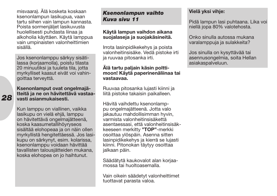 Hella Rallye 4000i Compact Xenon User Manual | Page 28 / 31