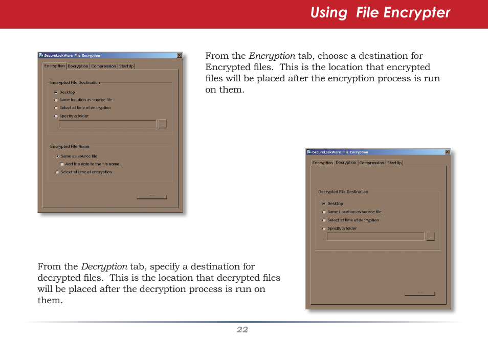 Using file encrypter | Buffalo Technology Secure Lock Ware User Manual | Page 22 / 26
