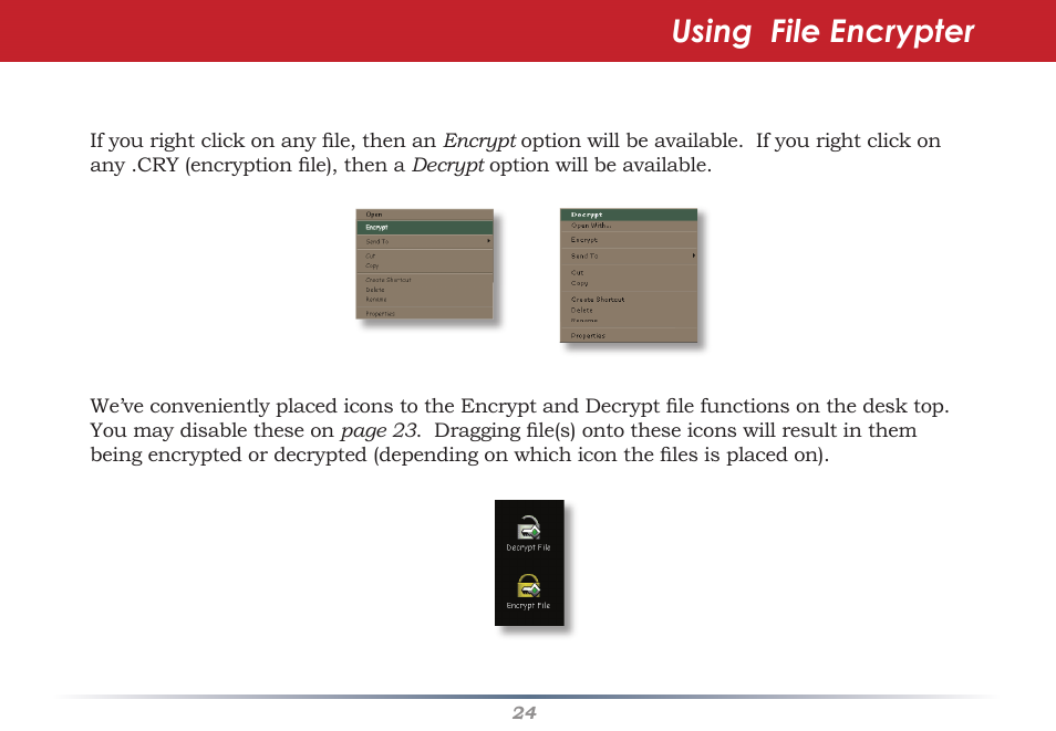 Using file encrypter | Buffalo Technology Secure Lock Ware User Manual | Page 24 / 26