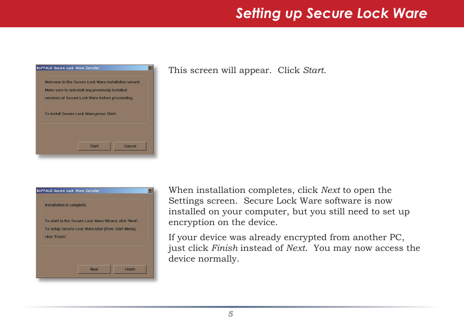 Setting up secure lock ware | Buffalo Technology Secure Lock Ware User Manual | Page 5 / 26
