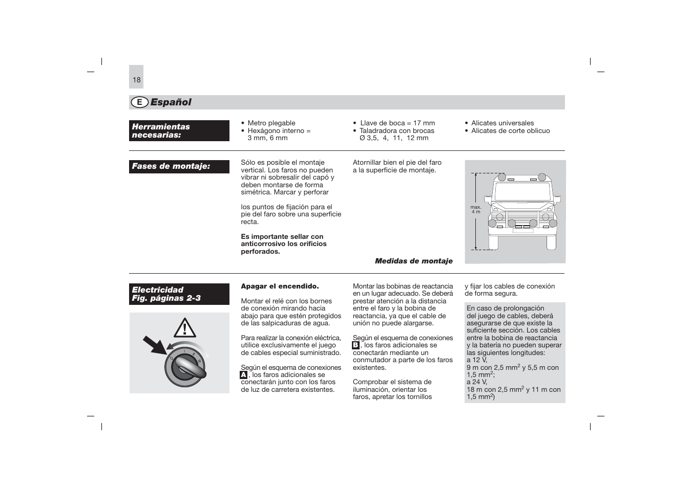 Español | Hella Rallye 4000 Xenon User Manual | Page 18 / 24