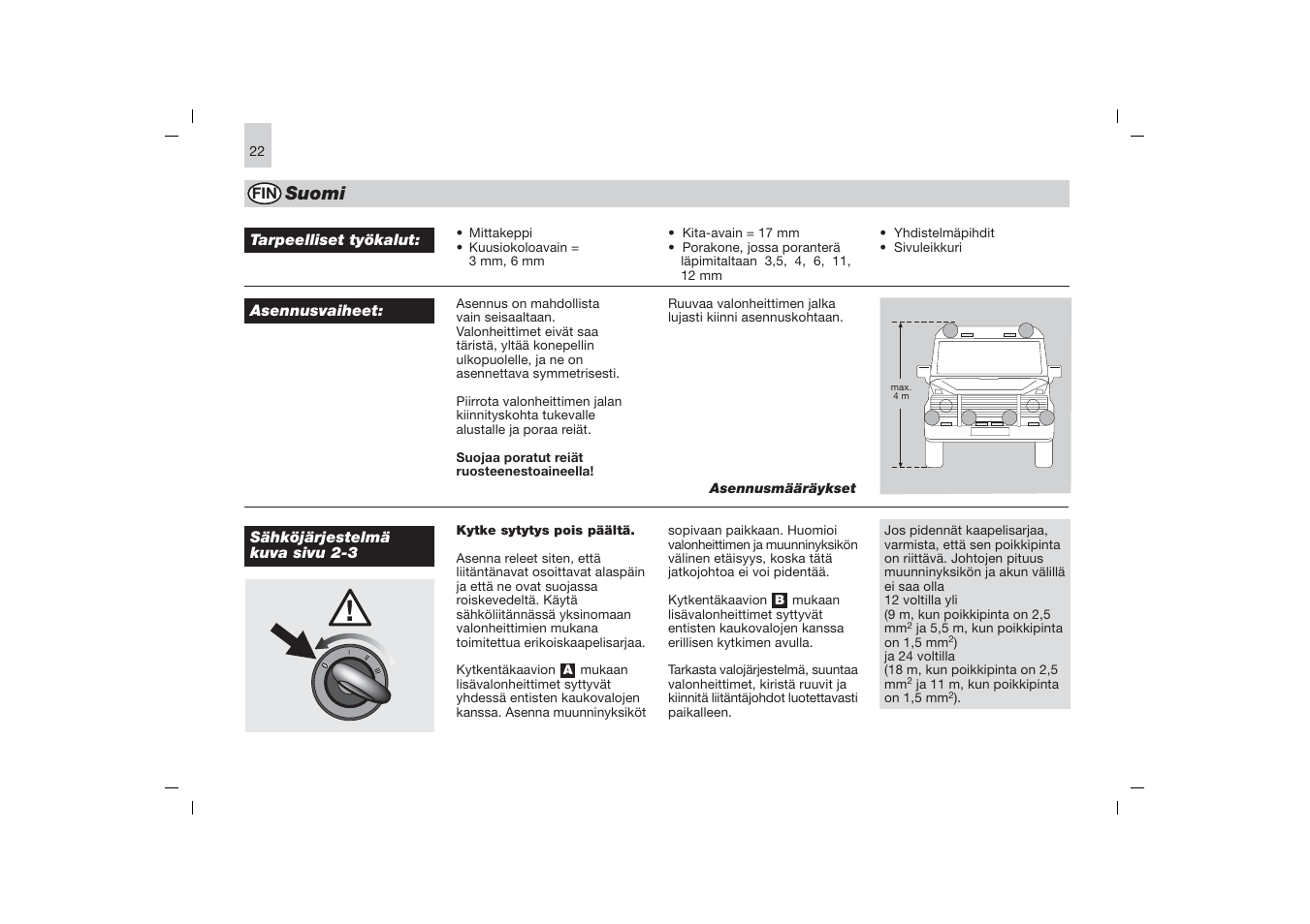 Español, Suomi | Hella Rallye 4000 Xenon User Manual | Page 22 / 24