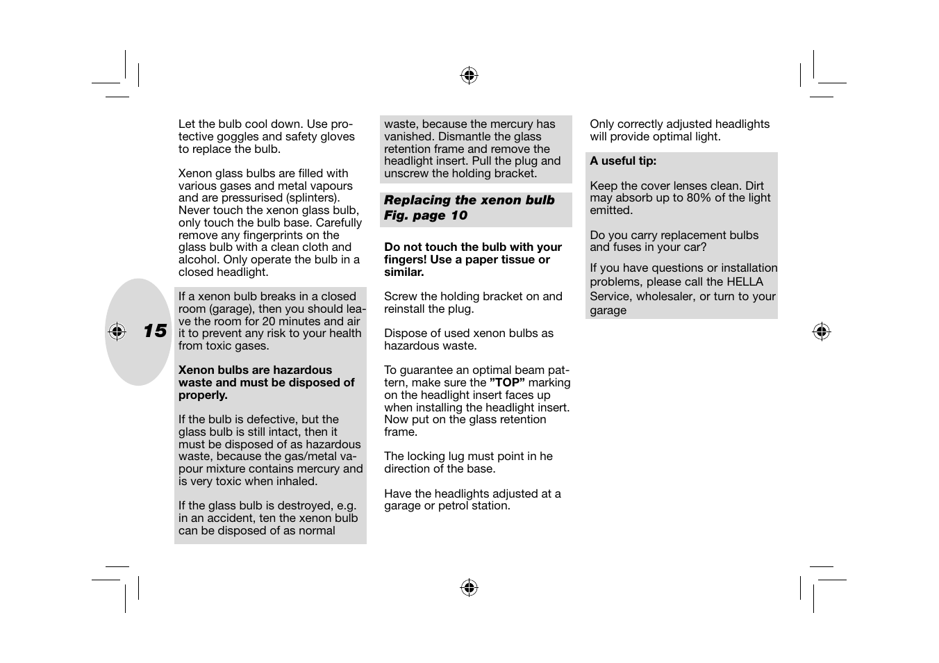 Hella Rallye 4000Xi Xenon User Manual | Page 15 / 28