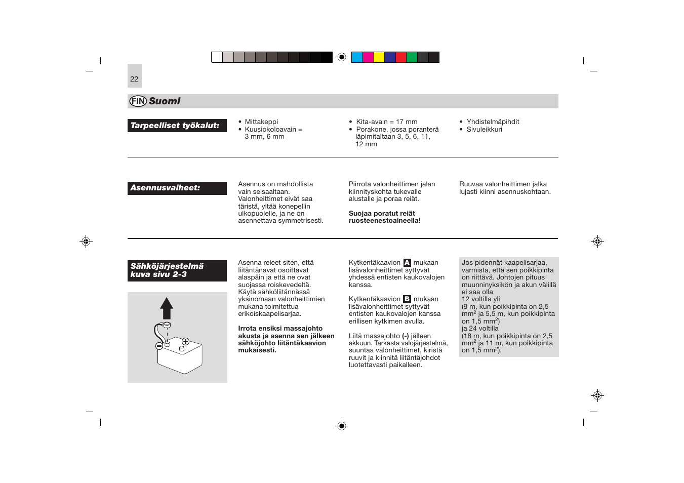 Español, Suomi | Hella Rallye 4000 Compact Xenon User Manual | Page 22 / 24