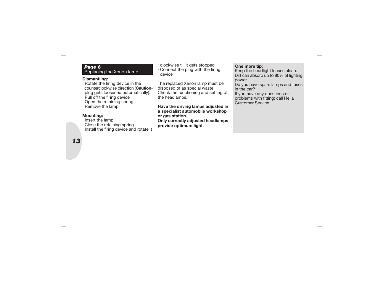 Hella Jumbo 320 Xenon User Manual | Page 13 / 32