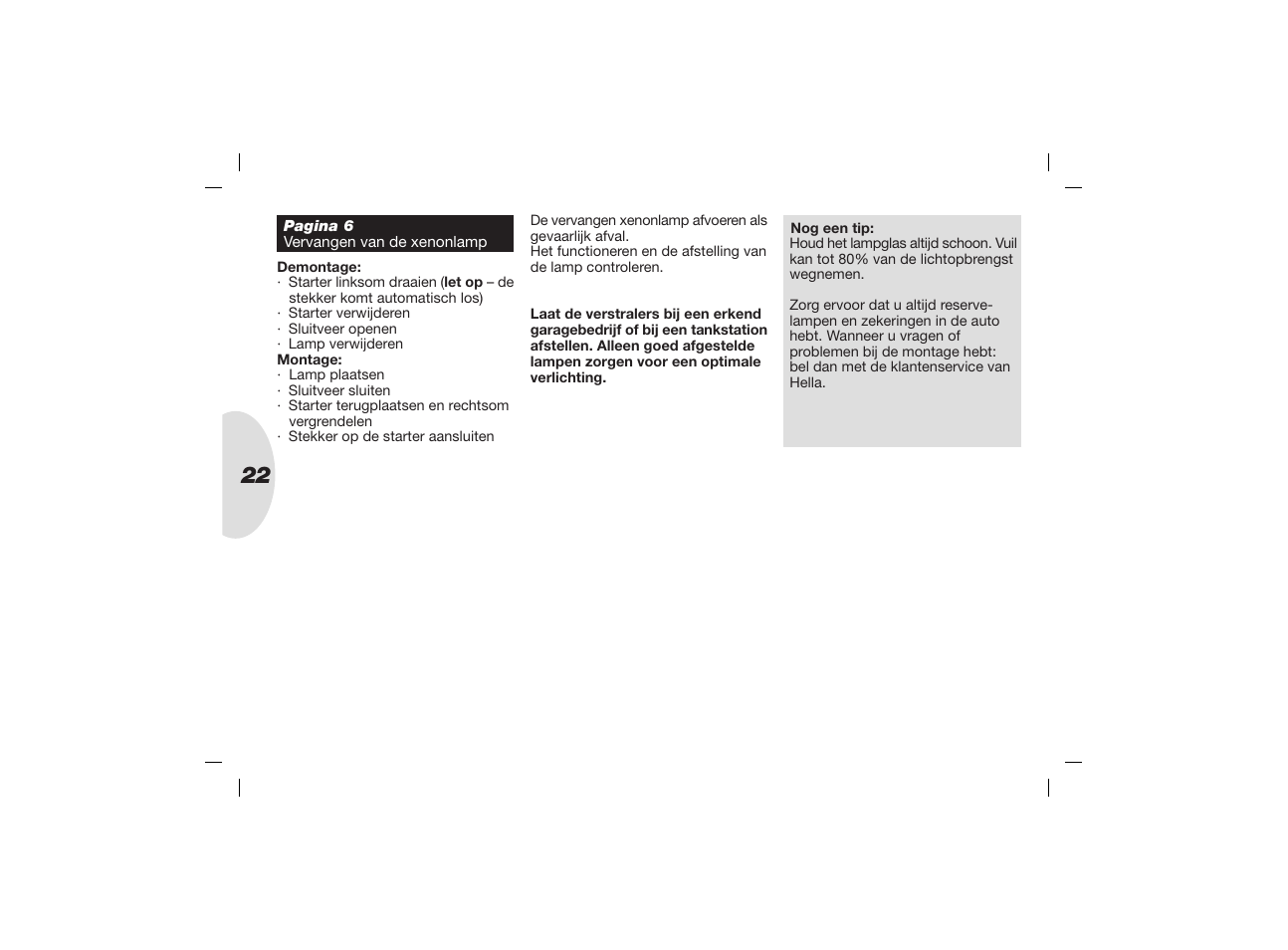 Hella Jumbo 320 Xenon User Manual | Page 22 / 32