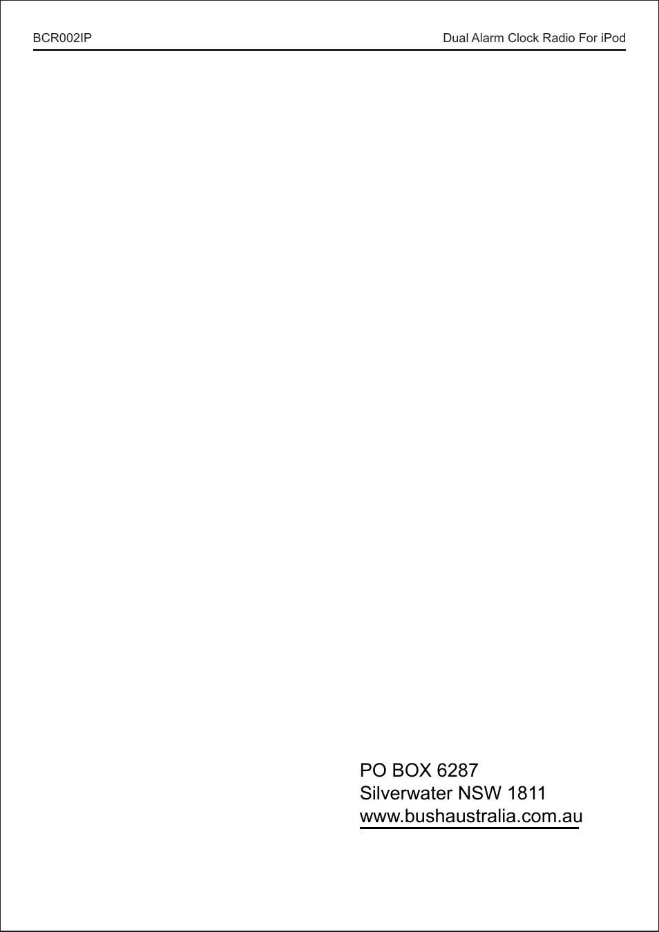 BUSH Dual Alarm Clock Radio For iPod BCR002IP User Manual | Page 8 / 8
