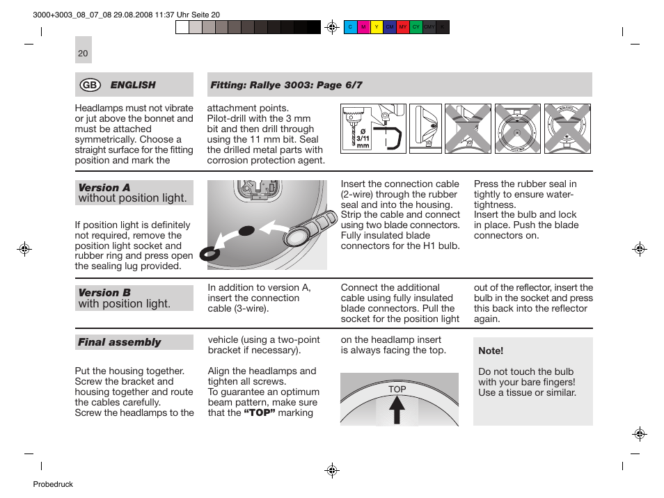 Without position light, With position light | Hella Rallye 3000 Blue User Manual | Page 20 / 48