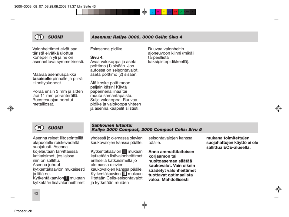 Hella Rallye 3000 Blue User Manual | Page 43 / 48