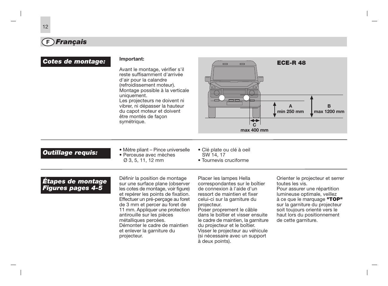 Français | Hella Rallye 3000 Compact Fog User Manual | Page 12 / 24