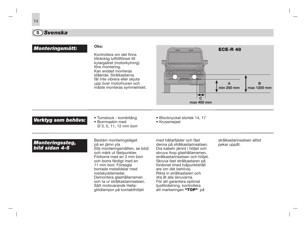 Svenska | Hella Rallye 3000 Compact Fog User Manual | Page 14 / 24