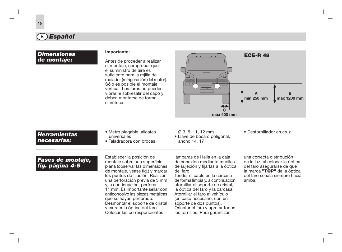 Español | Hella Rallye 3000 Compact Fog User Manual | Page 18 / 24