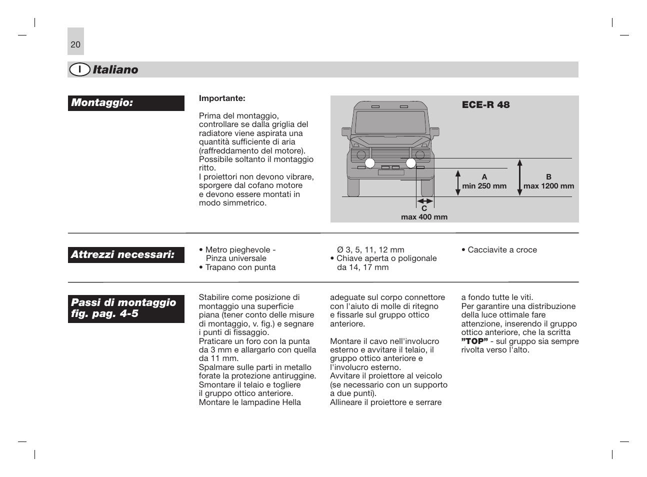 Italiano | Hella Rallye 3000 Compact Fog User Manual | Page 20 / 24