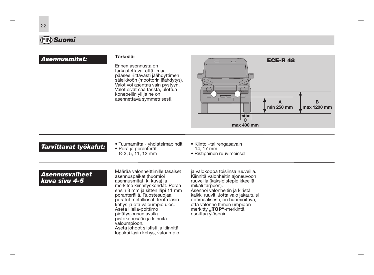 Suomi | Hella Rallye 3000 Compact Fog User Manual | Page 22 / 24