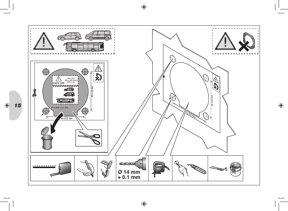 Ø 14 mm + 0.1 mm | Hella 90mm Bi-LED High/Low Beam Module User Manual | Page 15 / 36