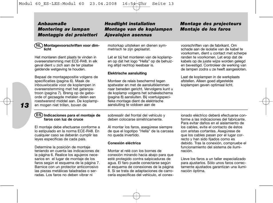 Hella 60mm Module Low Beam User Manual | Page 13 / 15