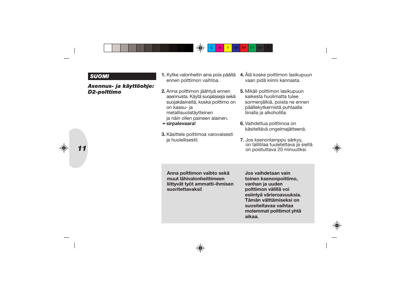 Hella HID/Xenon Capsules User Manual | Page 10 / 11