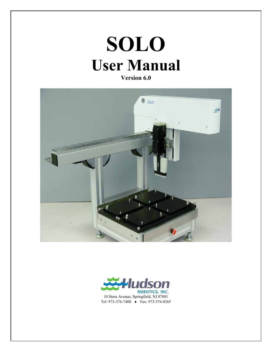 Hudson Robotics SOLO User Manual | 54 pages