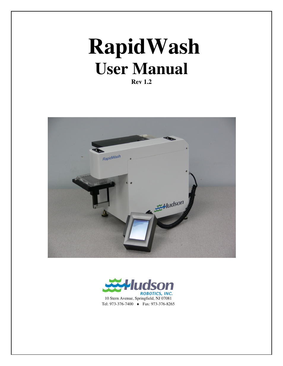 Hudson Robotics RapidWash User Manual | 27 pages