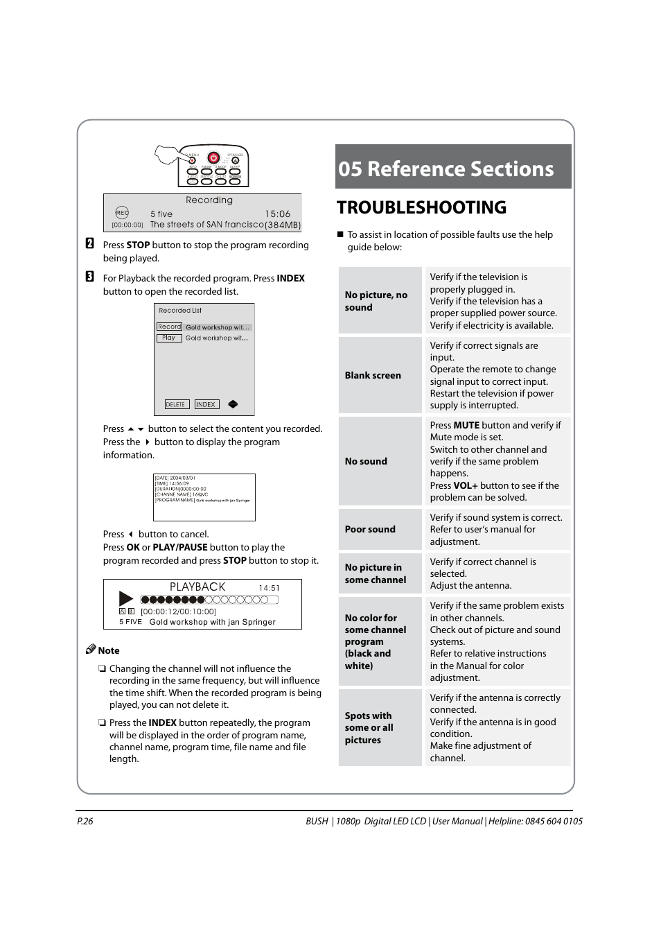 Troubleshooting | BUSH 1080P User Manual | Page 27 / 30