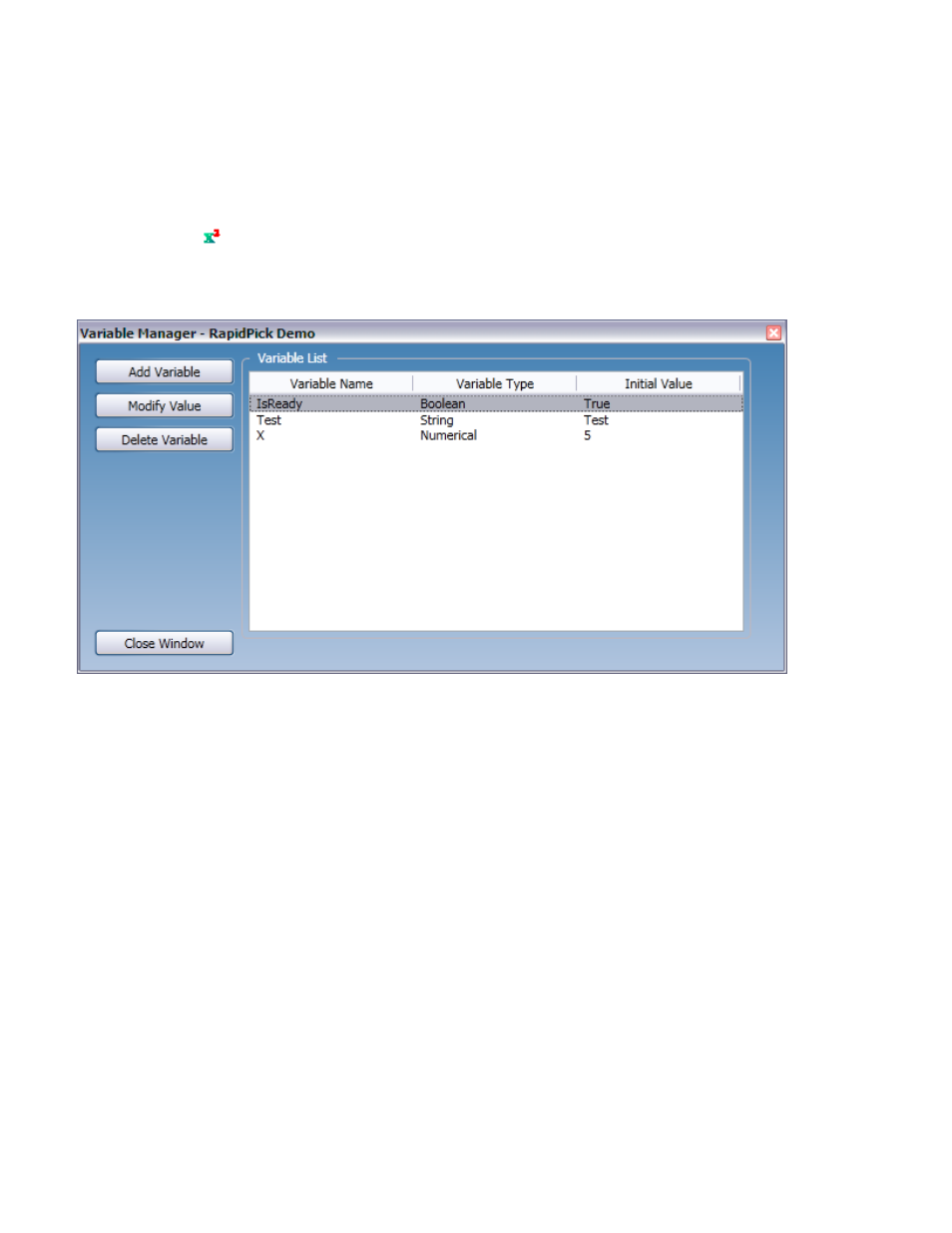Protocol variables, Protocol variable manager | Hudson Robotics SoftLinx 5.0 User Manual | Page 16 / 50