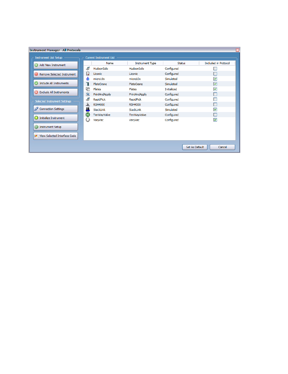 Instrument manager | Hudson Robotics SoftLinx 5.0 User Manual | Page 5 / 50