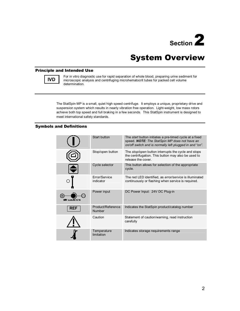 System overview | Iris Sample Processing Statspin® MP Multipurpose Centrifuge User Manual | Page 6 / 19