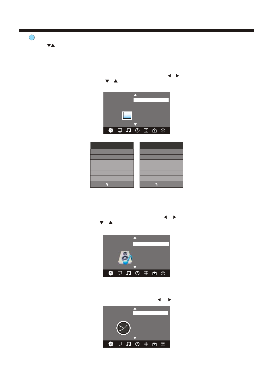 Operation, Sound menu, Time menu | Favourite, Picture menu | BUSH IDLED2402DVD User Manual | Page 16 / 29