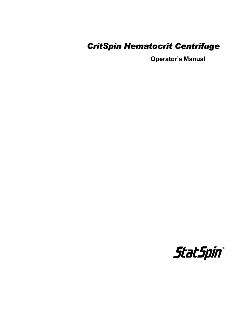 Iris Sample Processing StatSpin® CritSpin Microhematocrit System User Manual | 17 pages