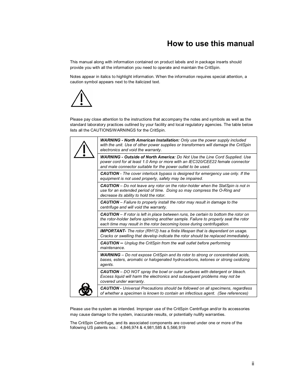 How to use this manual | Iris Sample Processing StatSpin® CritSpin Microhematocrit System User Manual | Page 4 / 17