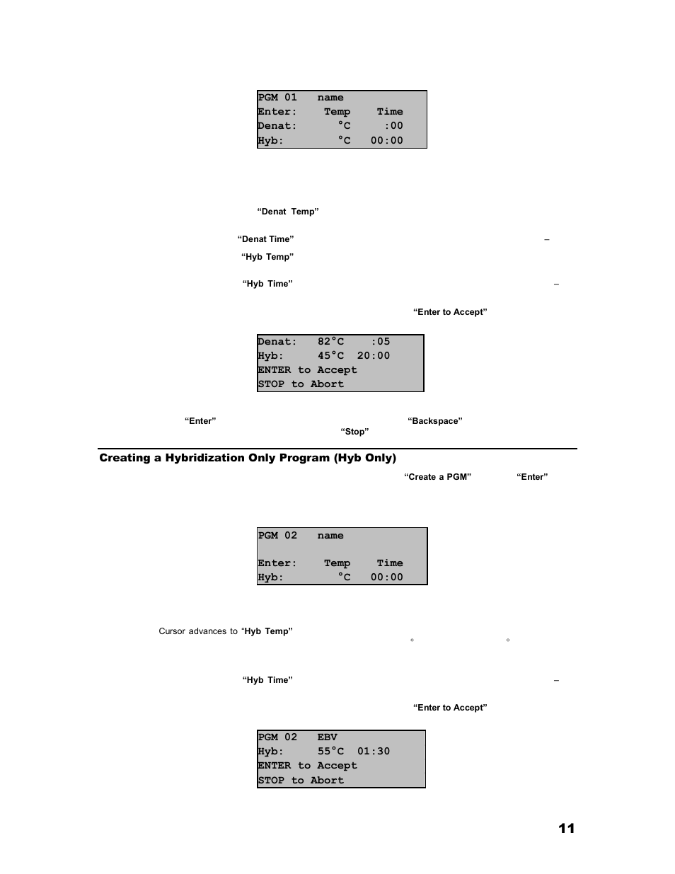 Creating a hybridization only program (hyb only) | Iris Sample Processing StatSpin® ThermoBrite Denaturation and Hybridization User Manual | Page 15 / 21