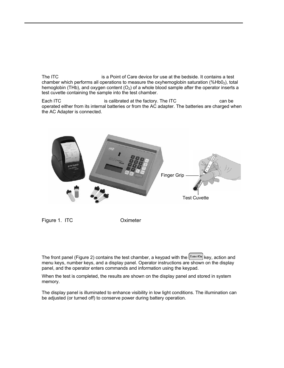 2 description, Front panel, Description | ITC Avoximeter 1000E Whole Blood Oximeter User Manual | Page 12 / 82