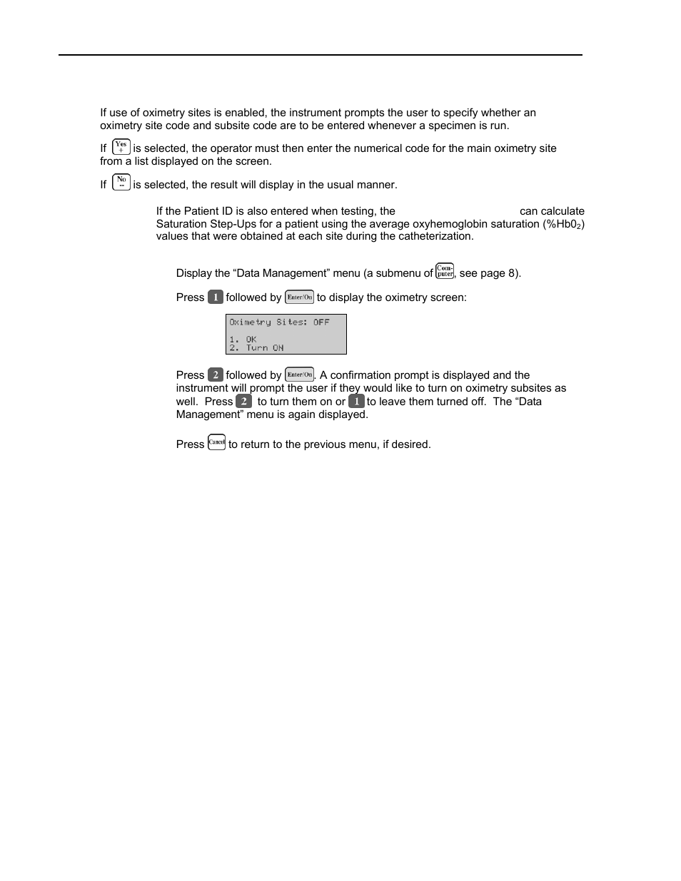 Specifying use of oximetry sites | ITC Avoximeter 1000E Whole Blood Oximeter User Manual | Page 30 / 82