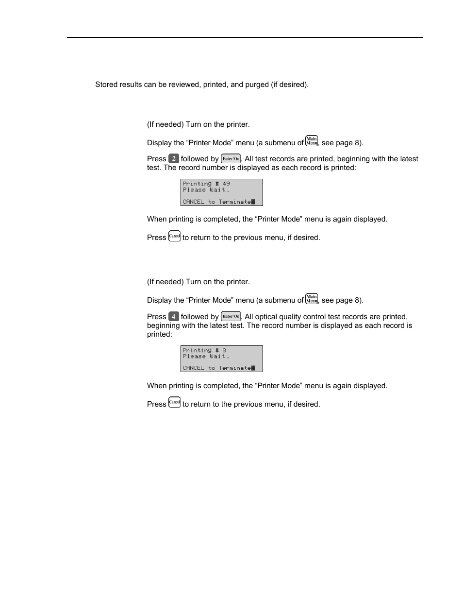 Data management, Printing all stored data, Printing all optical quality control data | ITC Avoximeter 1000E Whole Blood Oximeter User Manual | Page 37 / 82