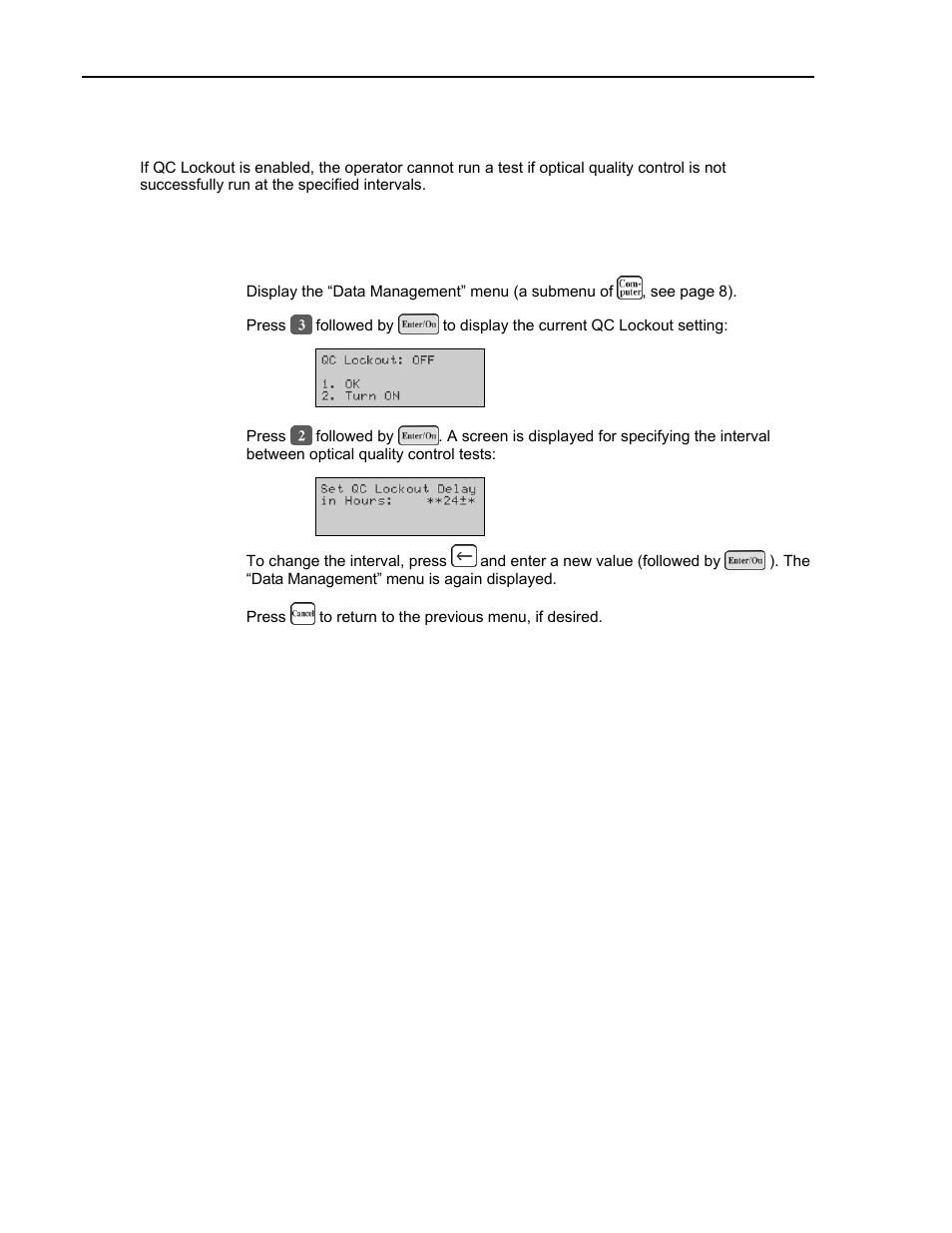 Enabling qc lockout | ITC Avoximeter 1000E Whole Blood Oximeter User Manual | Page 44 / 82