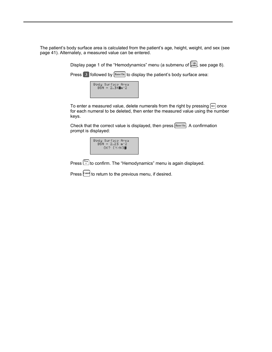 Body surface area | ITC Avoximeter 1000E Whole Blood Oximeter User Manual | Page 50 / 82