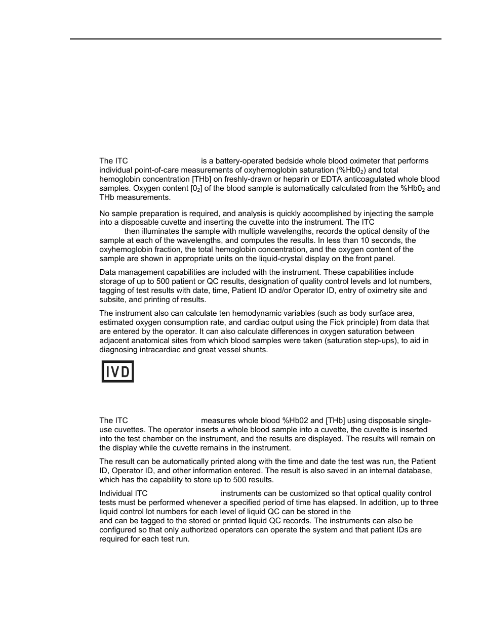 1 introduction, Intended use of the itc avoximeter 1000e, Summary and explanation of the test | Introduction, Avoximeter 1000e, Intended use of the itc | ITC Avoximeter 1000E Whole Blood Oximeter User Manual | Page 7 / 82