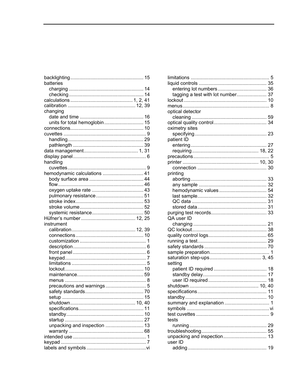 Index | ITC Avoximeter 1000E Whole Blood Oximeter User Manual | Page 79 / 82