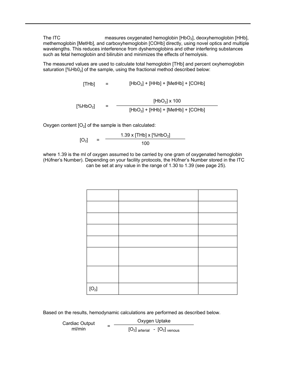 Hemodynamic calculations | ITC Avoximeter 1000E Whole Blood Oximeter User Manual | Page 8 / 82