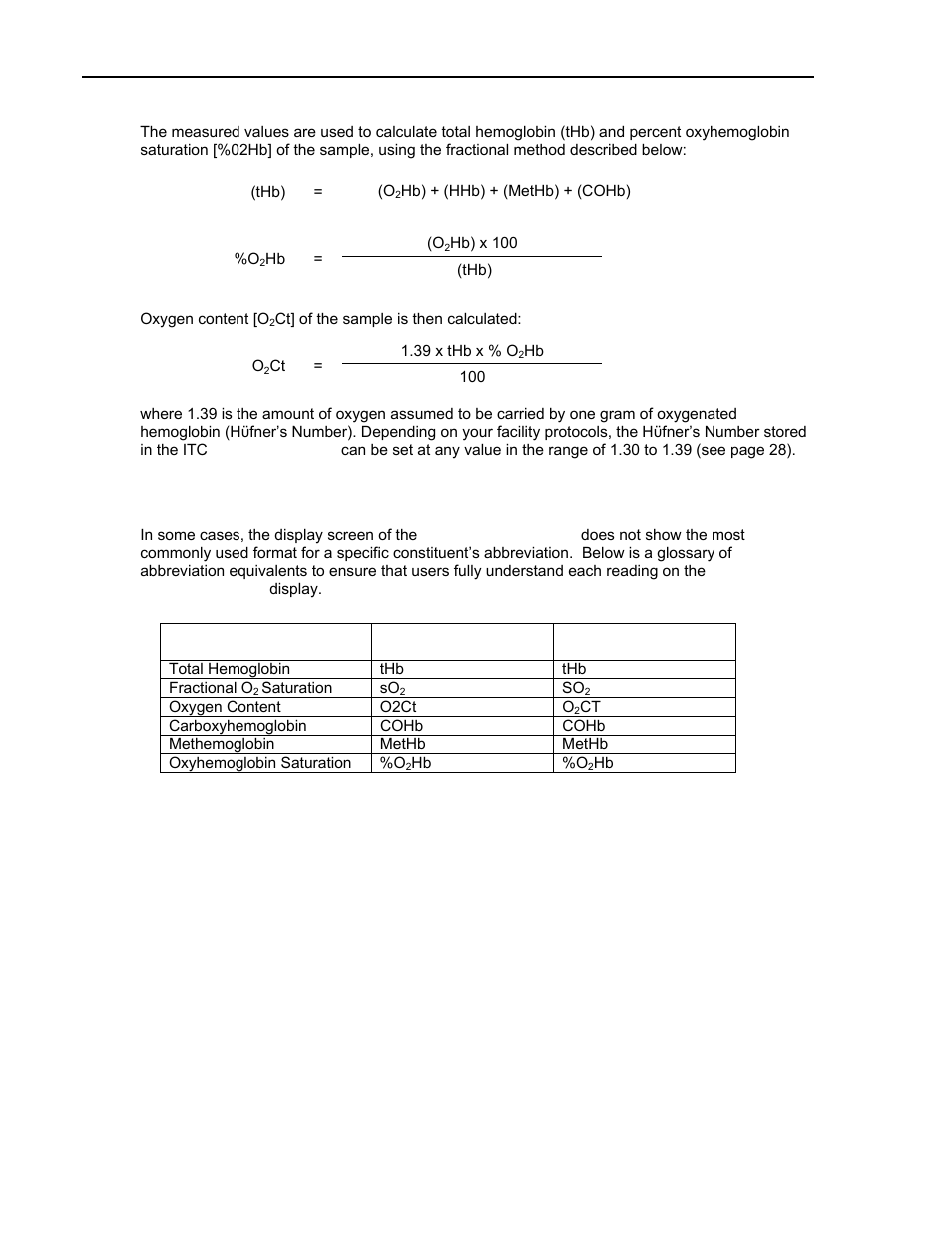 Glossary of abbreviation equivalents | ITC Avoximeter 4000 Whole Blood CO-Oximeter User Manual | Page 10 / 78