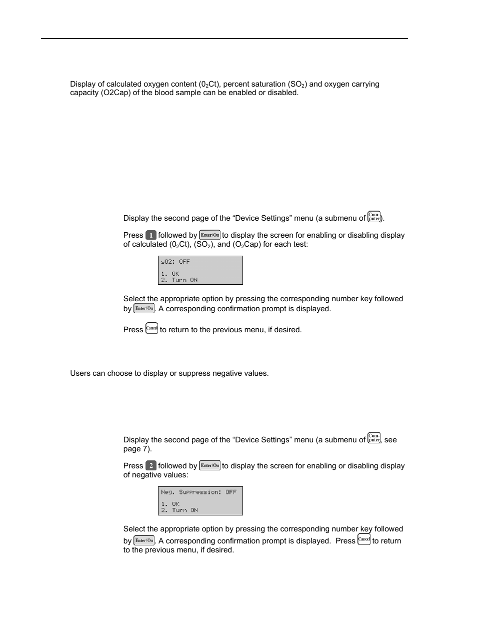 Nabling or disabling display of so, Ct, and o | ITC Avoximeter 4000 Whole Blood CO-Oximeter User Manual | Page 24 / 78