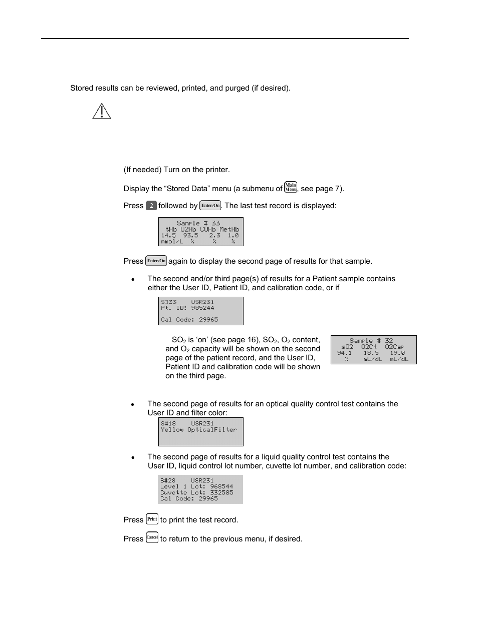 Data management, Reviewing and/or printing the last sample, Ata management | ITC Avoximeter 4000 Whole Blood CO-Oximeter User Manual | Page 44 / 78