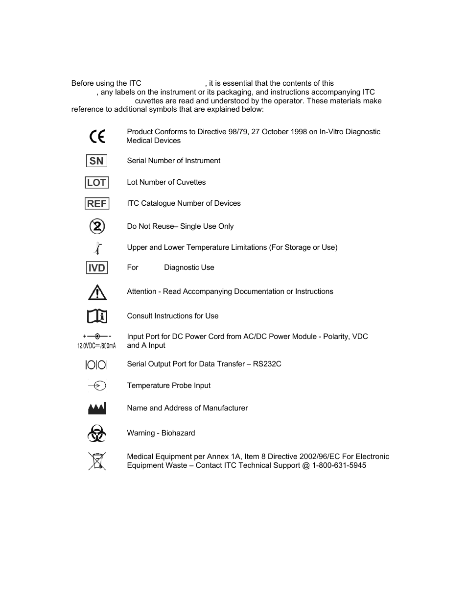 Important labels and symbols | ITC Avoximeter 4000 Whole Blood CO-Oximeter User Manual | Page 6 / 78