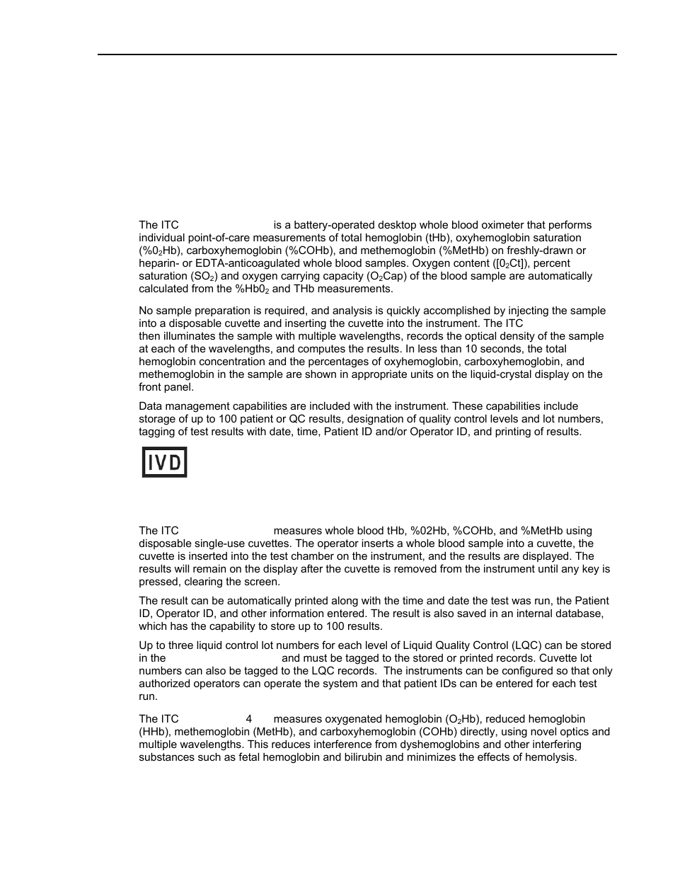 1 introduction, Intended use of the itc avoximeter 4000, Summary and explanation of the test | Introduction, Imeter 4000, Avox, Ended use of the itc, Summary, And explanation of the test | ITC Avoximeter 4000 Whole Blood CO-Oximeter User Manual | Page 9 / 78