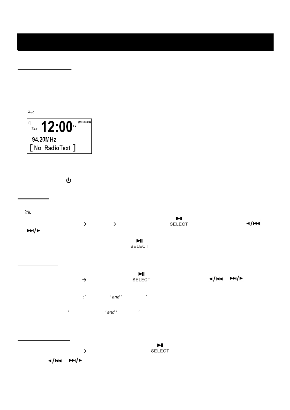 System setup, Set sleep time, Set audio | Set the time, Set snooze time, Bush bcr33dabip | BUSH DAB+ Digital Alarm Clock Radio with Dock for iPhone BCR33DABIP User Manual | Page 11 / 16