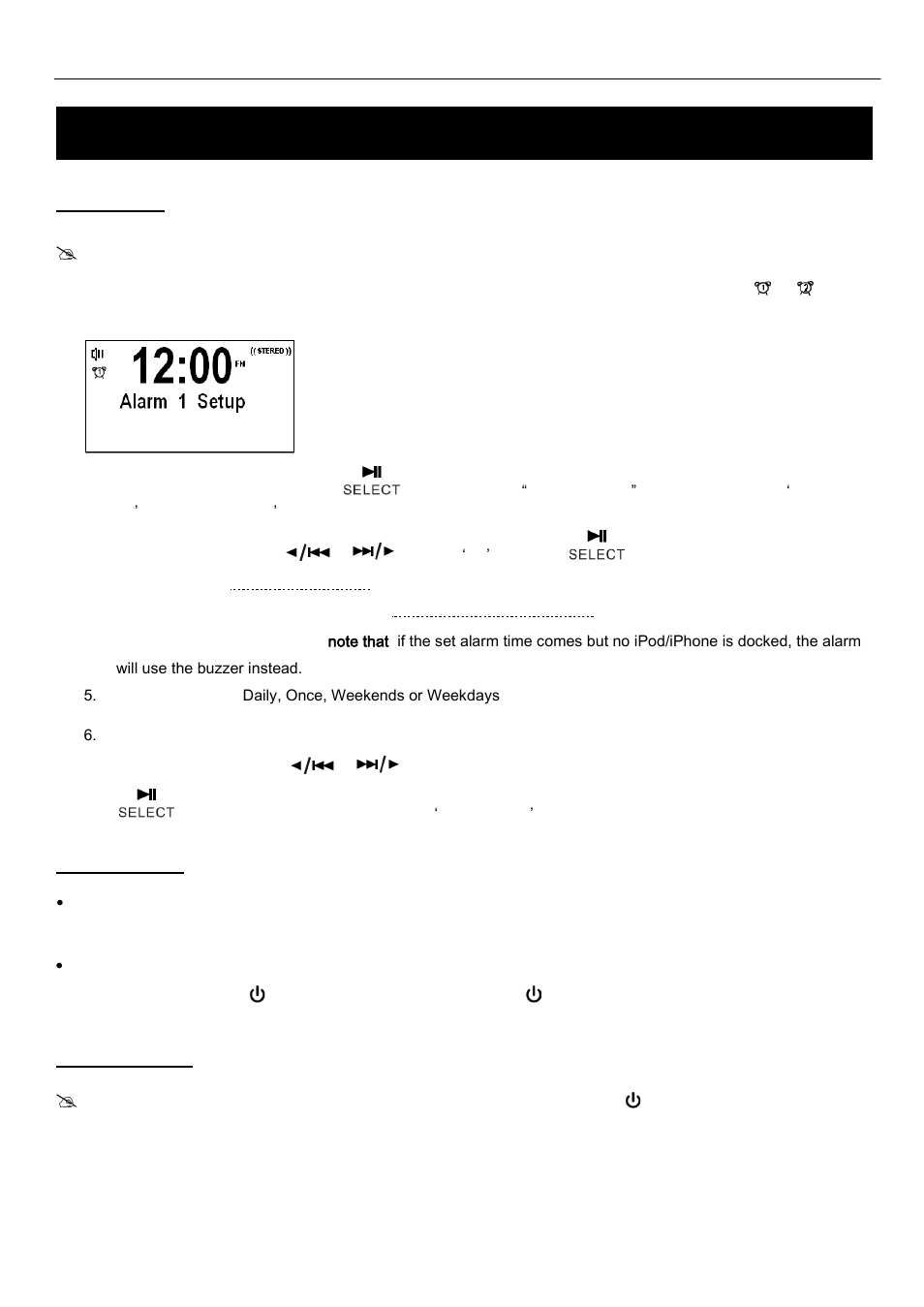 System setup, Set alarm, Bush bcr33dabip | BUSH DAB+ Digital Alarm Clock Radio with Dock for iPhone BCR33DABIP User Manual | Page 12 / 16