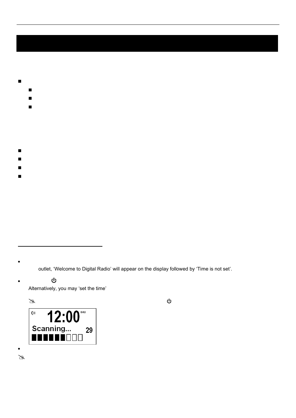 Using dab+ radio, Getting started and using dab+ radio, How to turn the unit on | BUSH DAB+ Digital Alarm Clock Radio with Dock for iPhone BCR33DABIP User Manual | Page 5 / 16