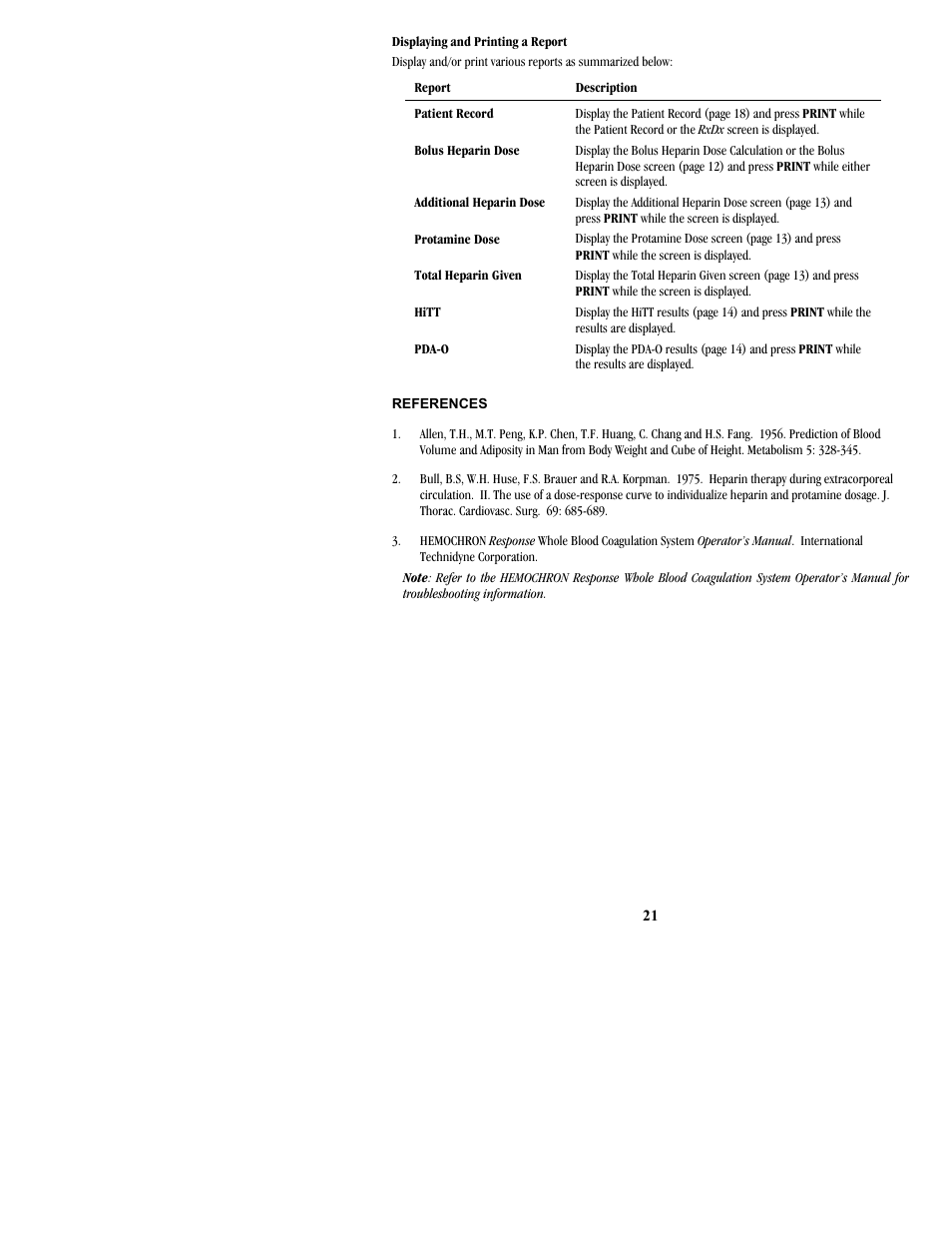 ITC Hemochron Response Whole Blood Coagulation System User Manual | Page 21 / 24