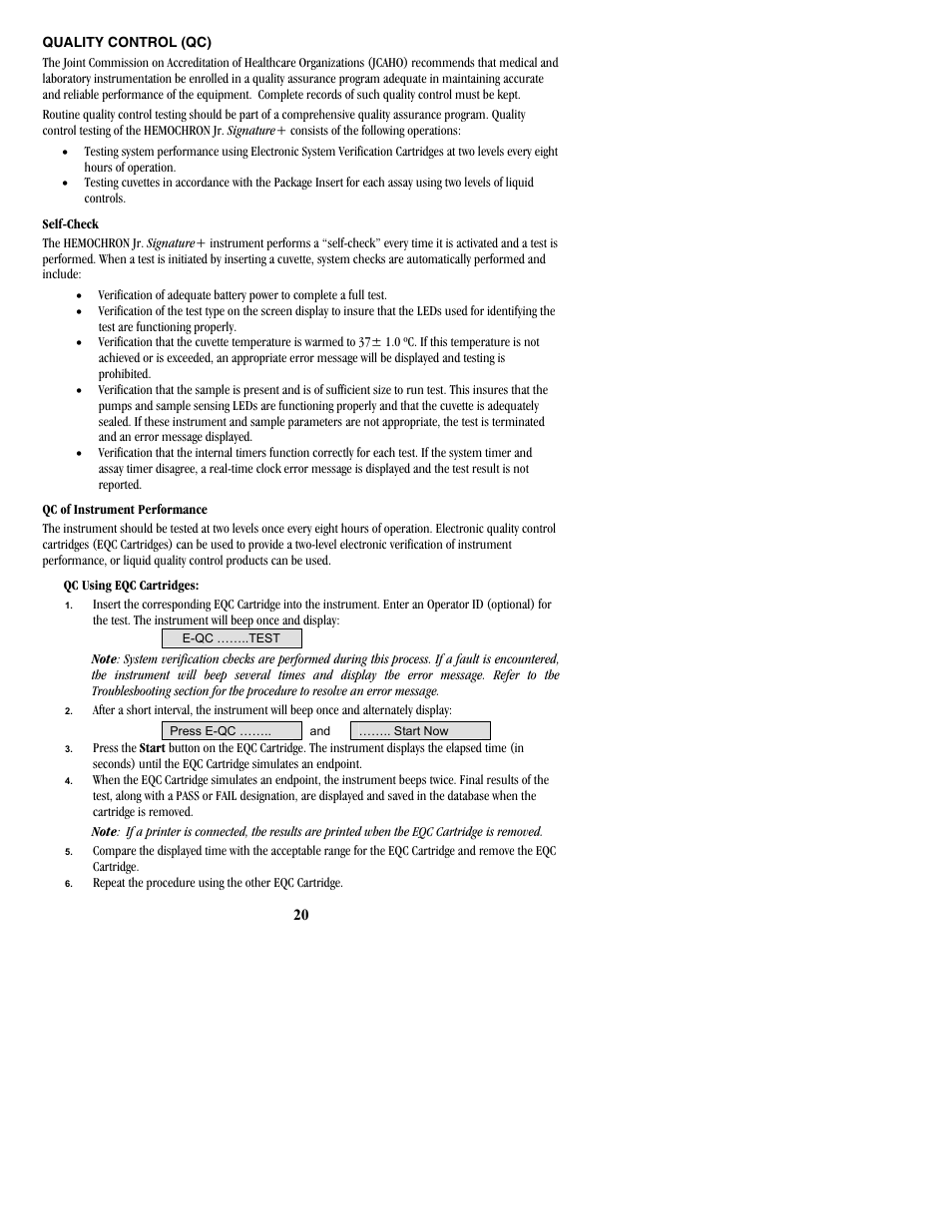 Quality control (qc) | ITC Hemochron Signature+ Whole Blood Microcoagulation System User Manual | Page 20 / 52