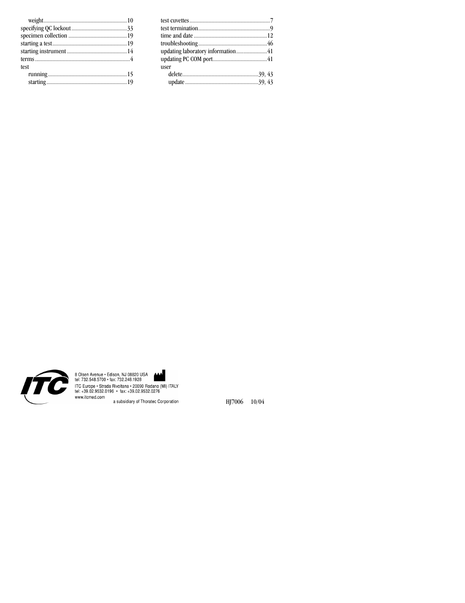 ITC Hemochron Signature+ Whole Blood Microcoagulation System User Manual | Page 52 / 52